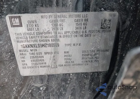 2017 GMC Acadia Denali из США, поврежденный, VIN 1GKKNXLS9HZ180509